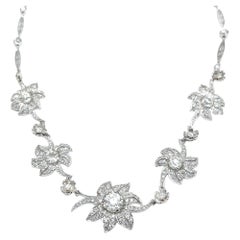 Brilliant Art Deco Diamond Flower Necklace