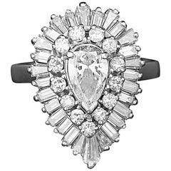Brilliant Baguette Ballerina 3 Carat Pear F/VS Diamond Ring-Dant Engagement Ring