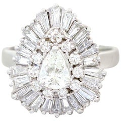 Brilliant Baguette Ballerina 3 Carat Pear G/VS Diamond Ring-Dant Engagement Ring