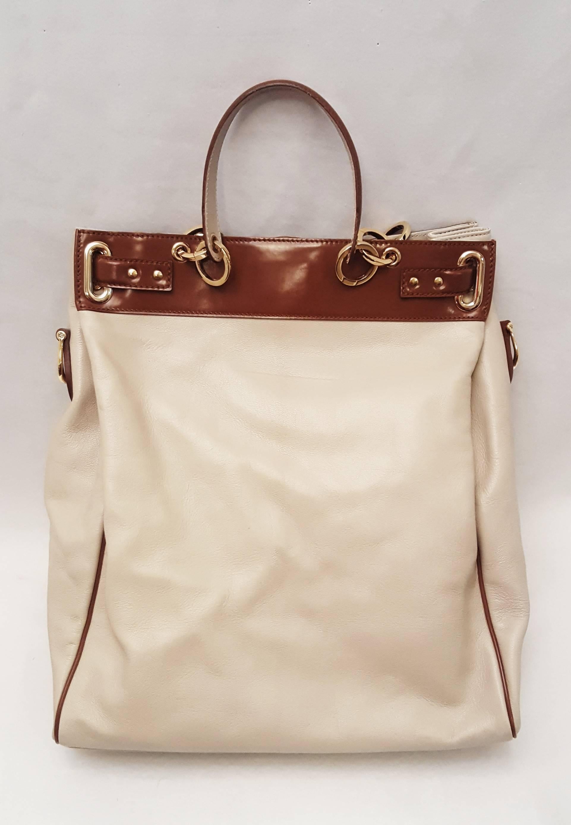 Balenciaga Beige and Brown Shoulder Bag, 2008 Collection   1