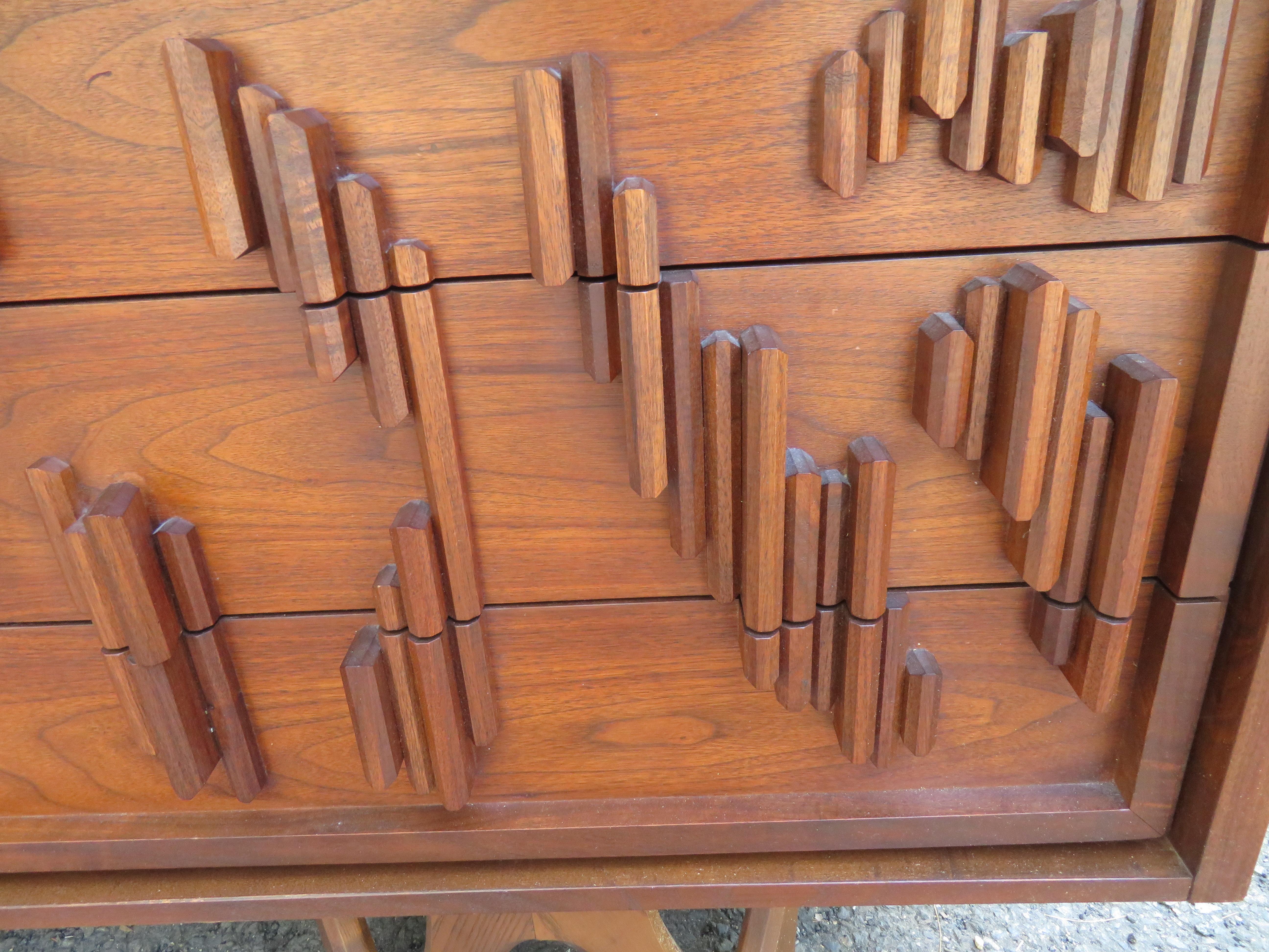 Brilliant Brutalist Walnut Pedestal Credenza Paul Evans Style Mid-Century Modern 8