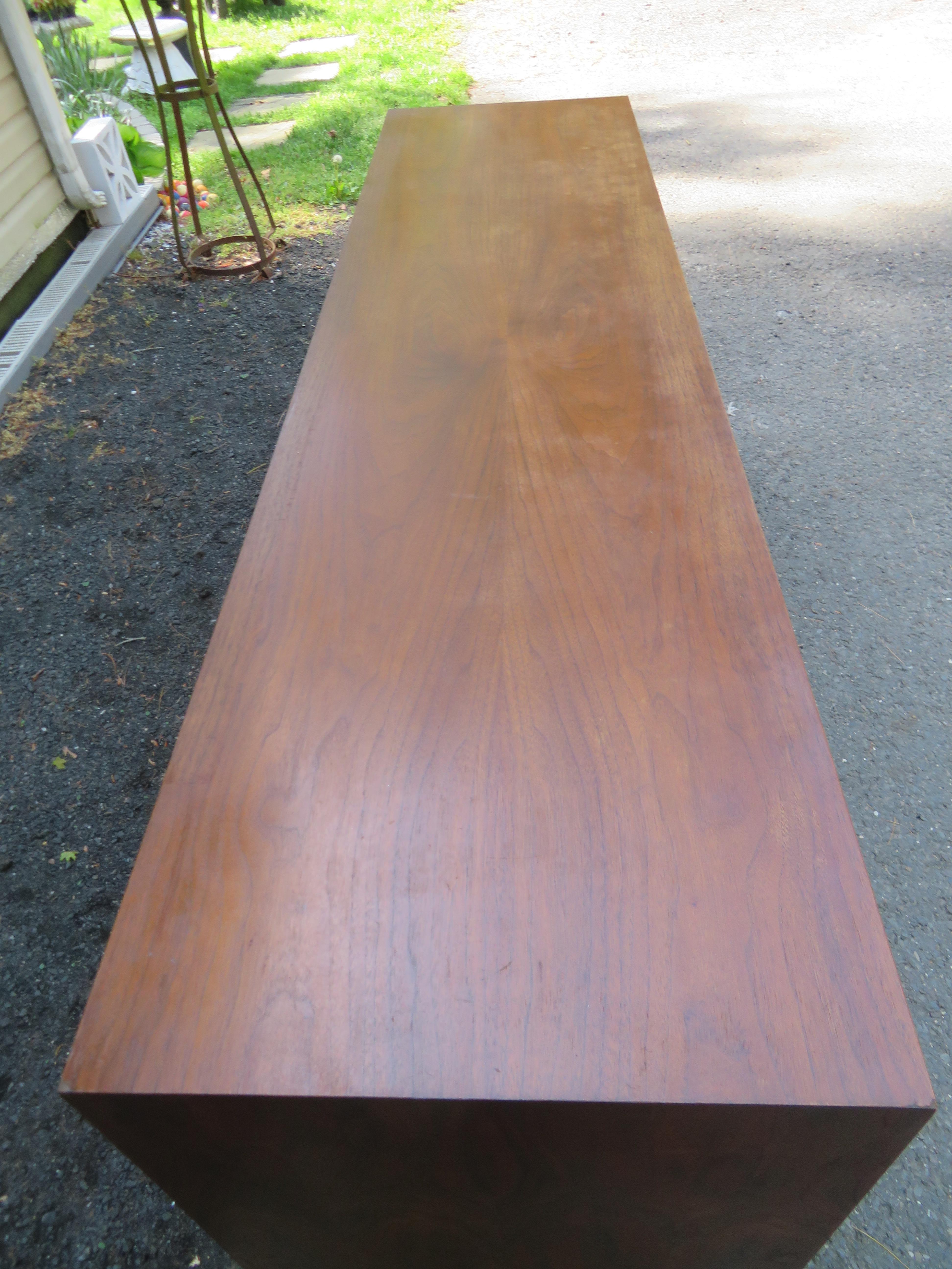 Late 20th Century Brilliant Brutalist Walnut Pedestal Credenza Paul Evans Style Mid-Century Modern