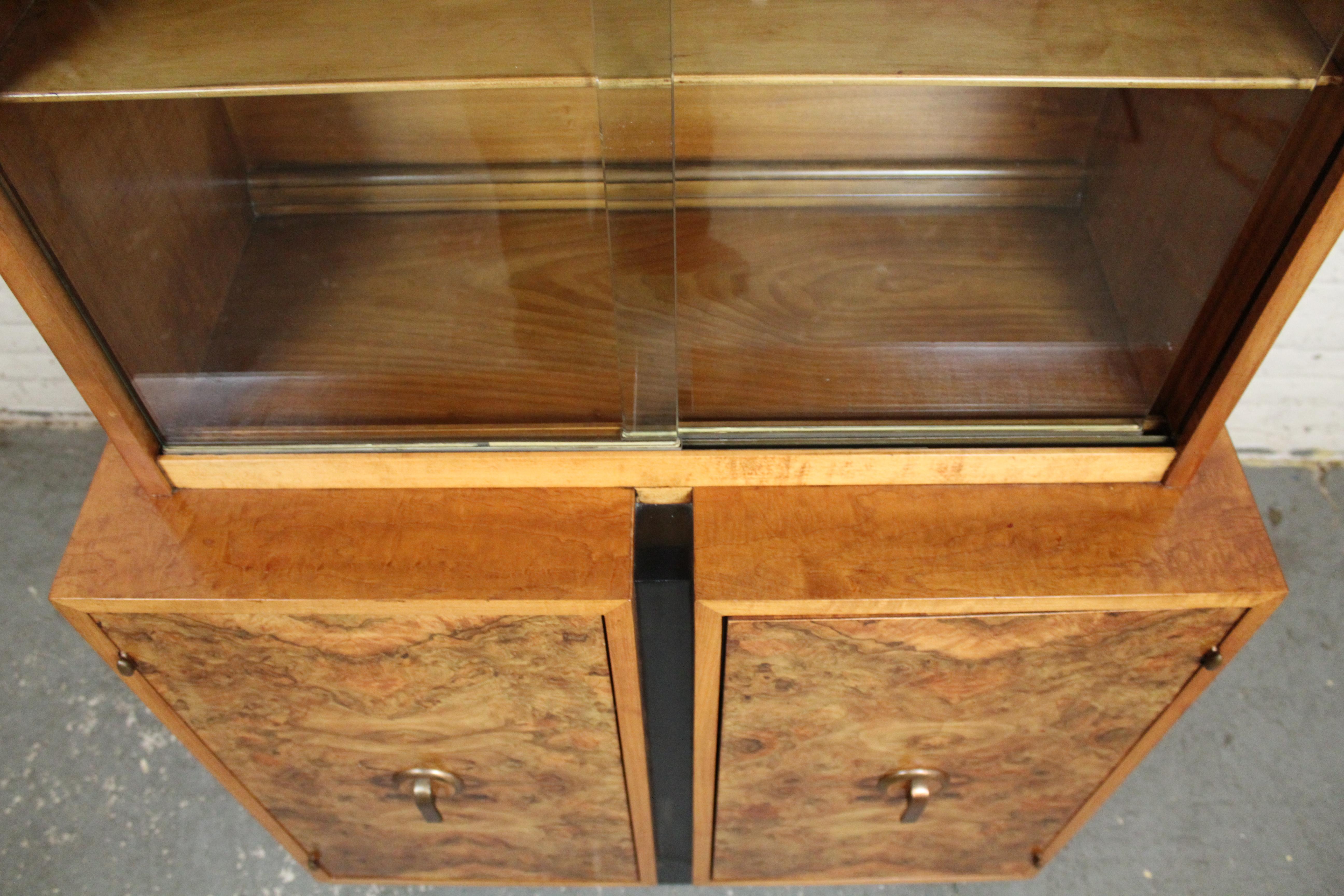Brilliant Burl Art Deco Display Case For Sale 10