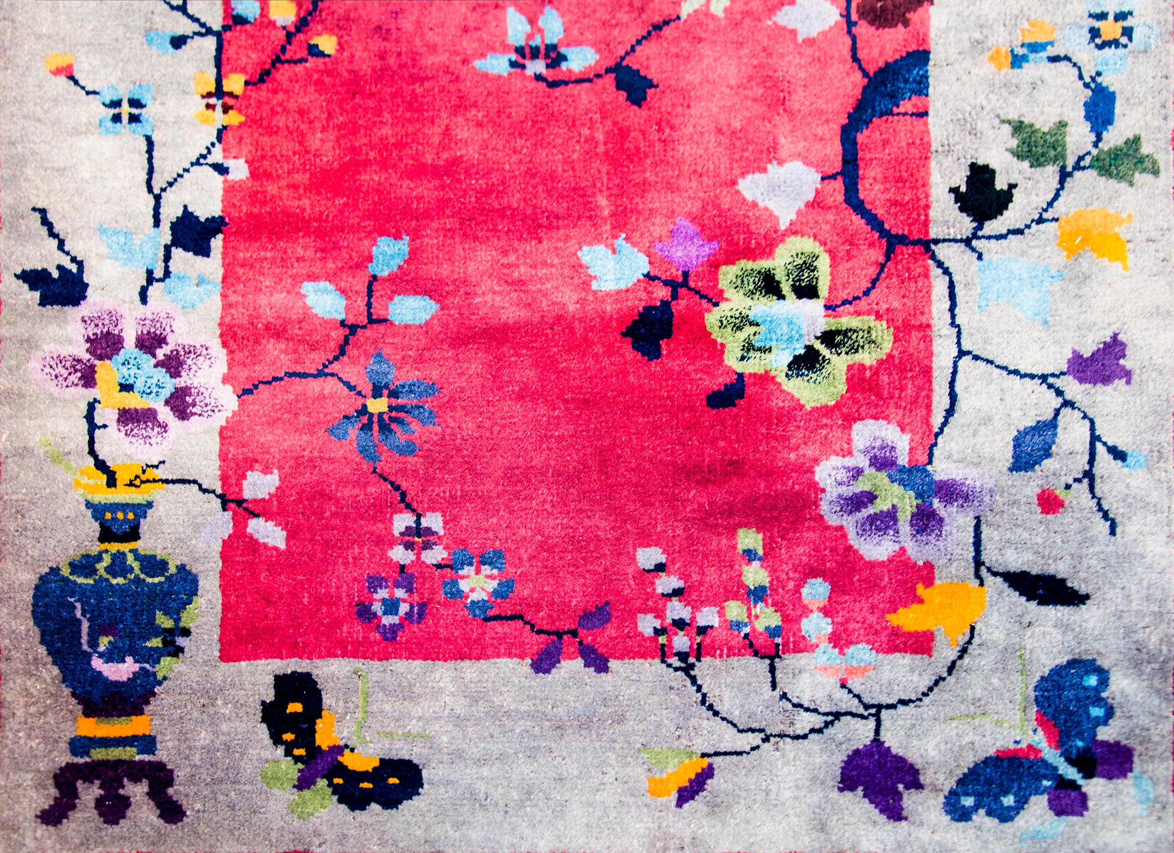 Vegetable Dyed Brilliant Chinese Art Deco Rug