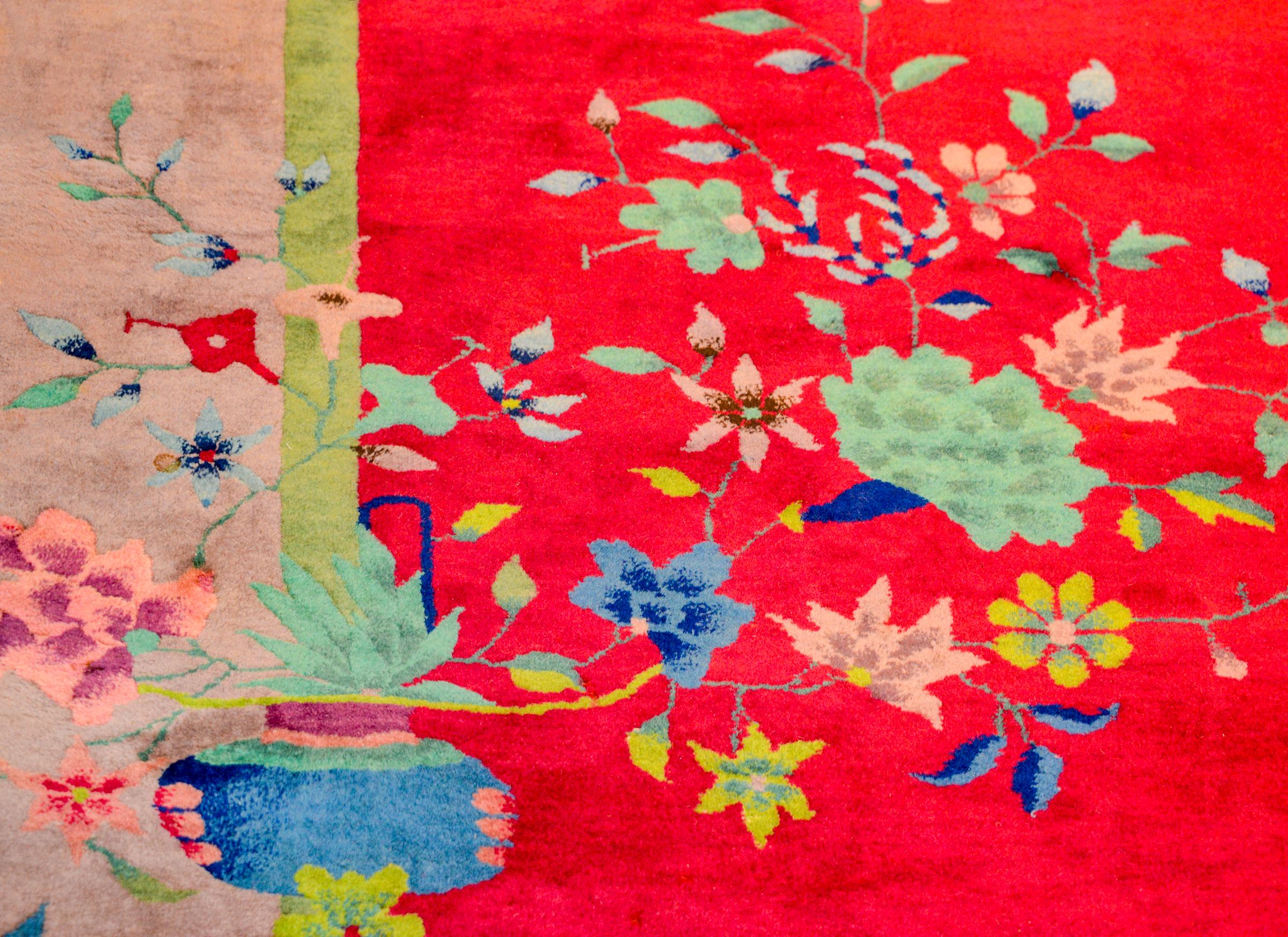 Vegetable Dyed Brilliant Chinese Art Deco Rug For Sale