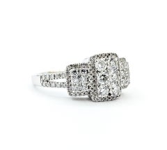 Brilliant Cluster Diamond Engagement Ring in 14k