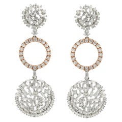 Deslumbrantes pendientes colgantes de diamantes de 2,34 quilates en oro blanco macizo de 14 quilates