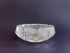 Brilliant Crystal Cigar Ashtray Chunky Bohemian Cut Glass Mid Century, Germany