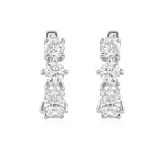 Brilliant Cut 1.12 Ct Diamond Dainty Huggies Hoop Earrings 18 Karat White Gold