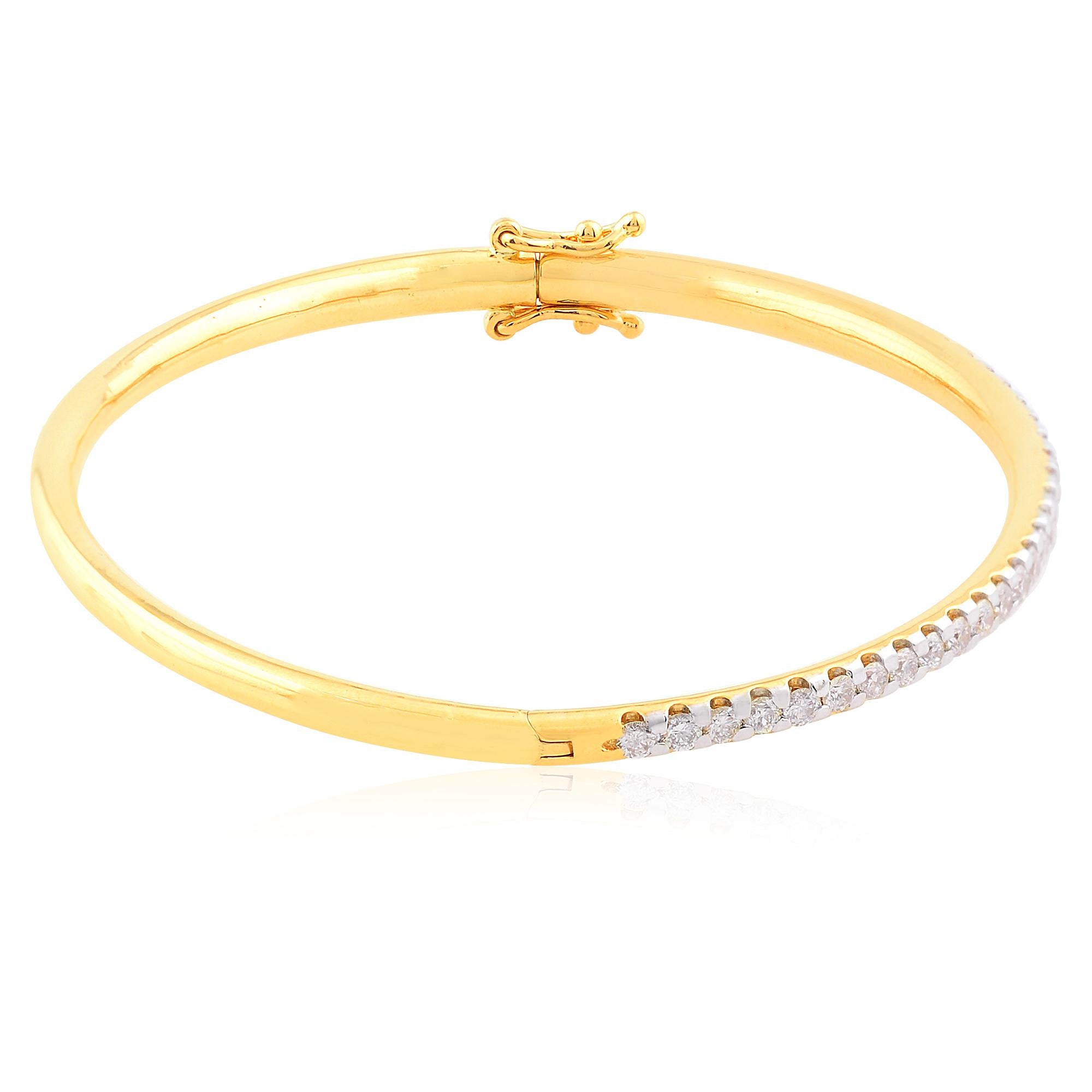 Contemporary Brilliant Cut 1.50ct Diamond 18k Yellow Gold Stacking Bangle Bracelet Gift For Sale