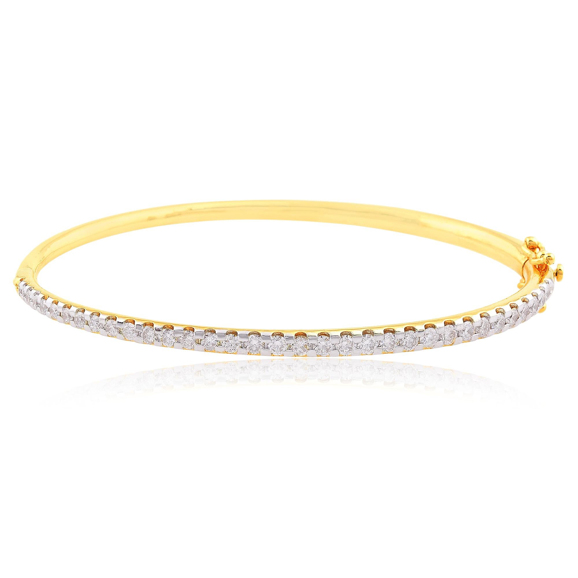 Women's Brilliant Cut 1.50ct Diamond 18k Yellow Gold Stacking Bangle Bracelet Gift For Sale