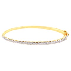 Brilliant Cut 1.50ct Diamond 18k Yellow Gold Stacking Bangle Bracelet Gift
