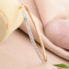 Brilliant Cut 1.5Ct Diamond 14k Yellow Gold Stacking Bangle Bracelet Gift