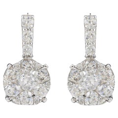 Brilliant Cut 1.69 Ct Diamond Drop Earrings 18k White Gold Jewelry