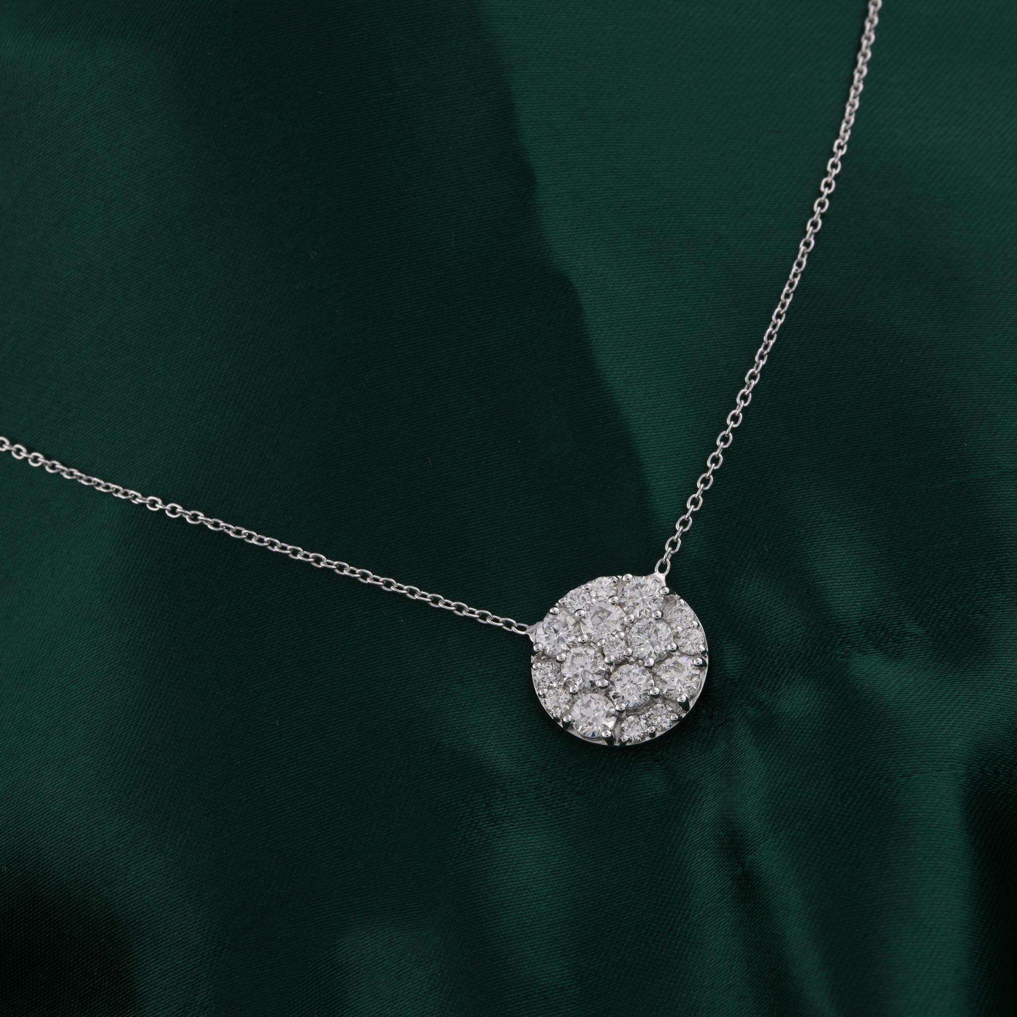 Brillantschliff 2,35 Karat natürlicher Diamant-Cluster-Anhänger Halskette 14K Weißgold (Moderne) im Angebot