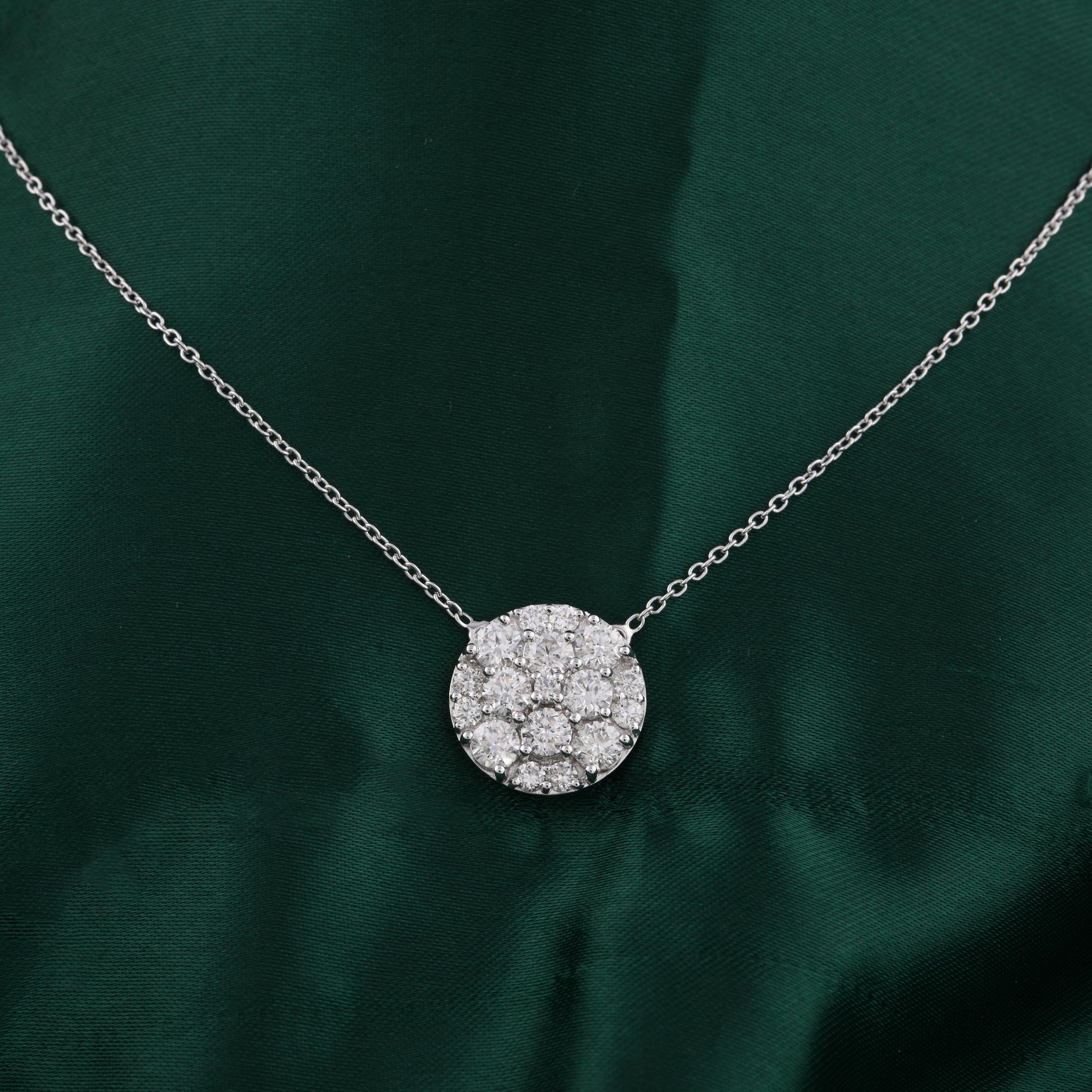 Brillantschliff 2,35 Karat natürlicher Diamant-Cluster-Anhänger Halskette 14K Weißgold Damen im Angebot