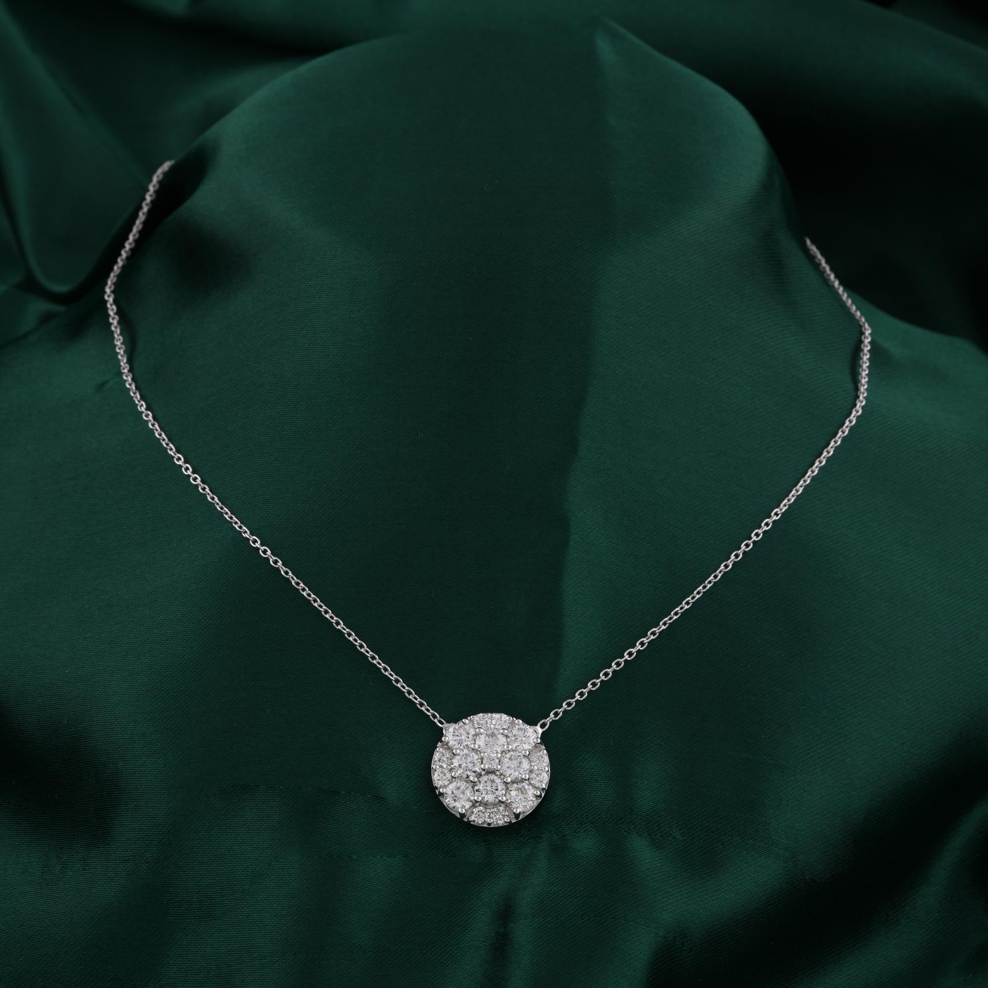 Collar Colgante Racimo de Diamantes Naturales Talla Brillante 2,35 Ct Oro Blanco 18K en Nuevo estado para la venta en Diera, Dubai
