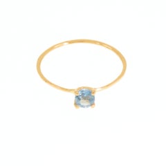 Brilliant Cut Blue topaz 9 Karat Rose Gold Ring Handcrafted in, Italy