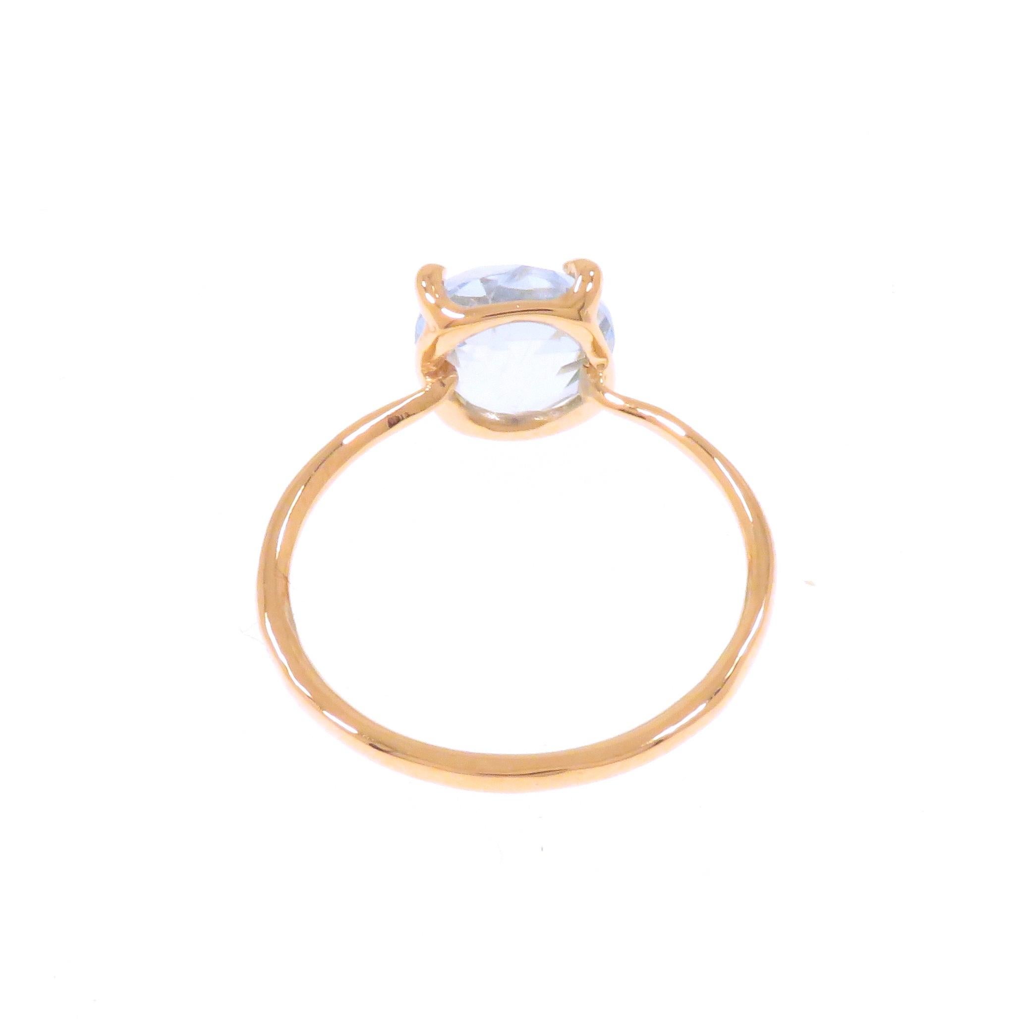 Brilliant Cut Blue Topaz 9 Karat Rose Gold Ring Handcrafted in Italy In New Condition For Sale In Milano, IT