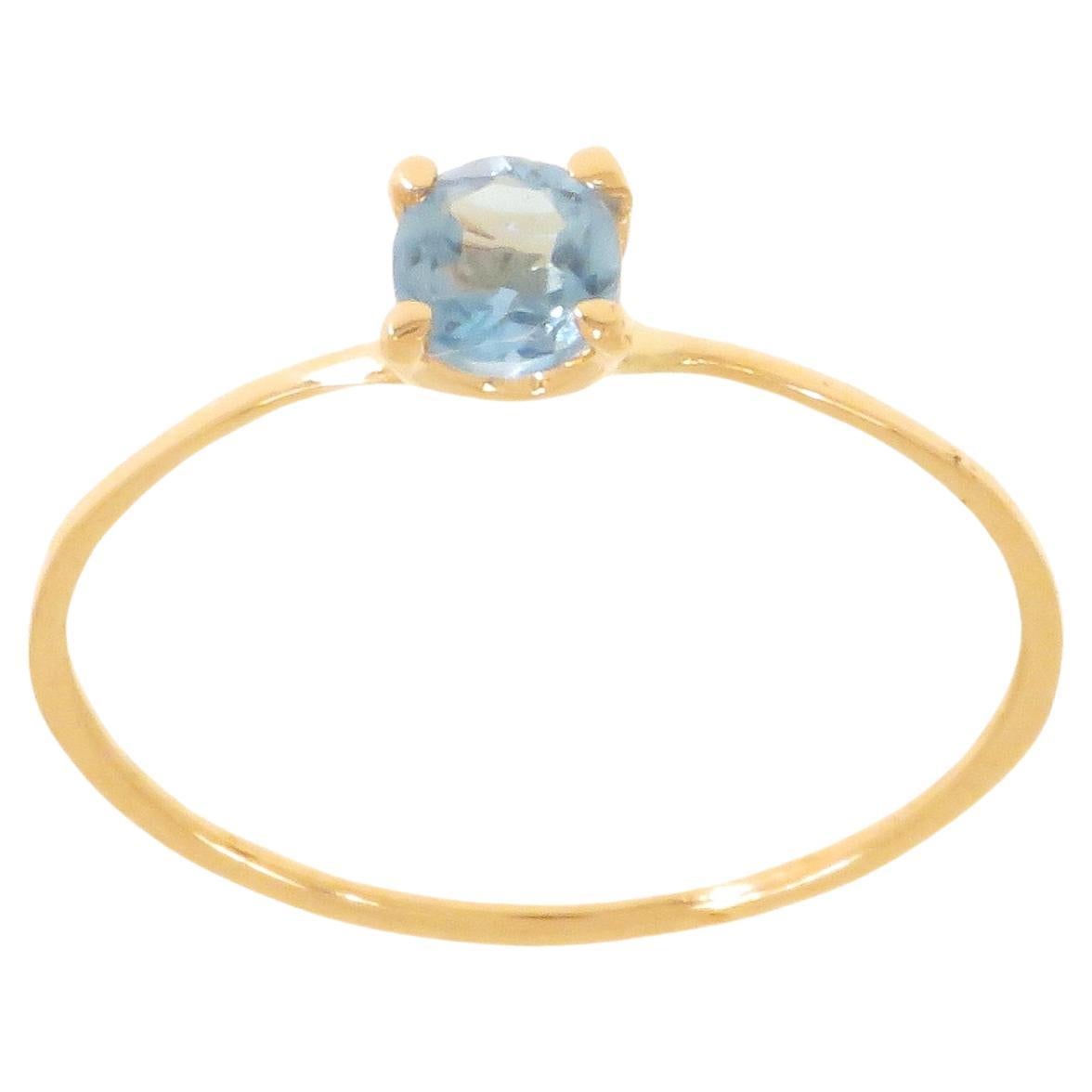 Brilliant Cut Blue topaz 9 Karat Rose Gold Ring Handcrafted in, Italy