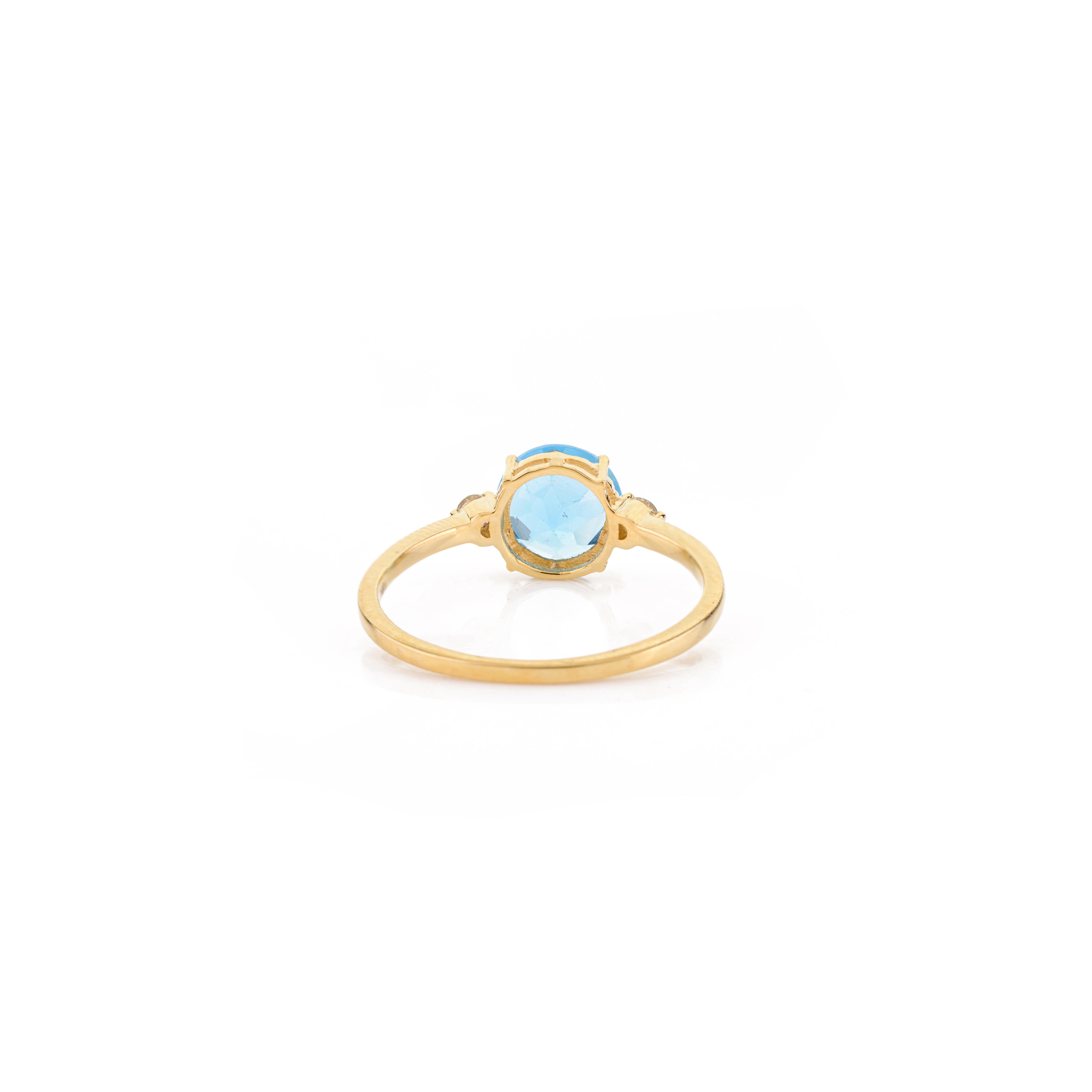 Brilliant Cut Blue Topaz Diamond Pendant Ring Earrings Set in 18k Yellow Gold In New Condition For Sale In New York, NY