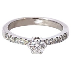 Brilliant Cut Center Diamond Engagement Ring 14k White Gold
