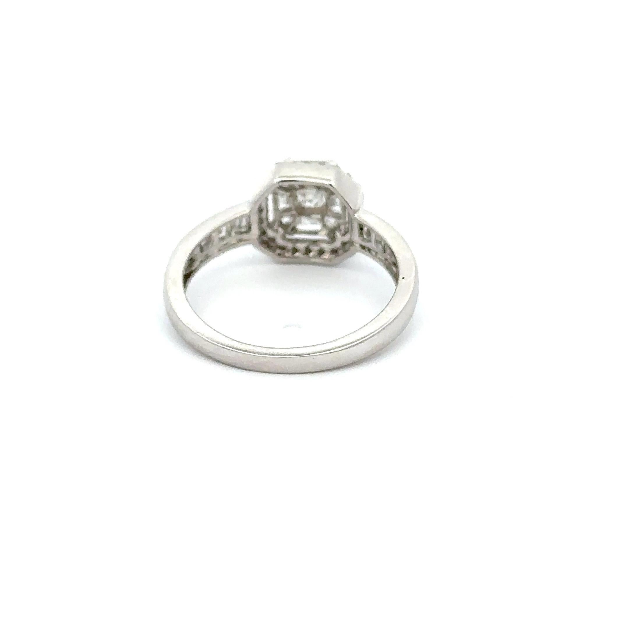 For Sale:  0.72 CTW Brilliant Cut Diamond Cluster Engagement Ring in 18k Solid White Gold 7