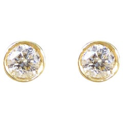 Boucles d'oreilles en or jaune 18 carats, serties de diamants de 0,50 carats, taille brillant