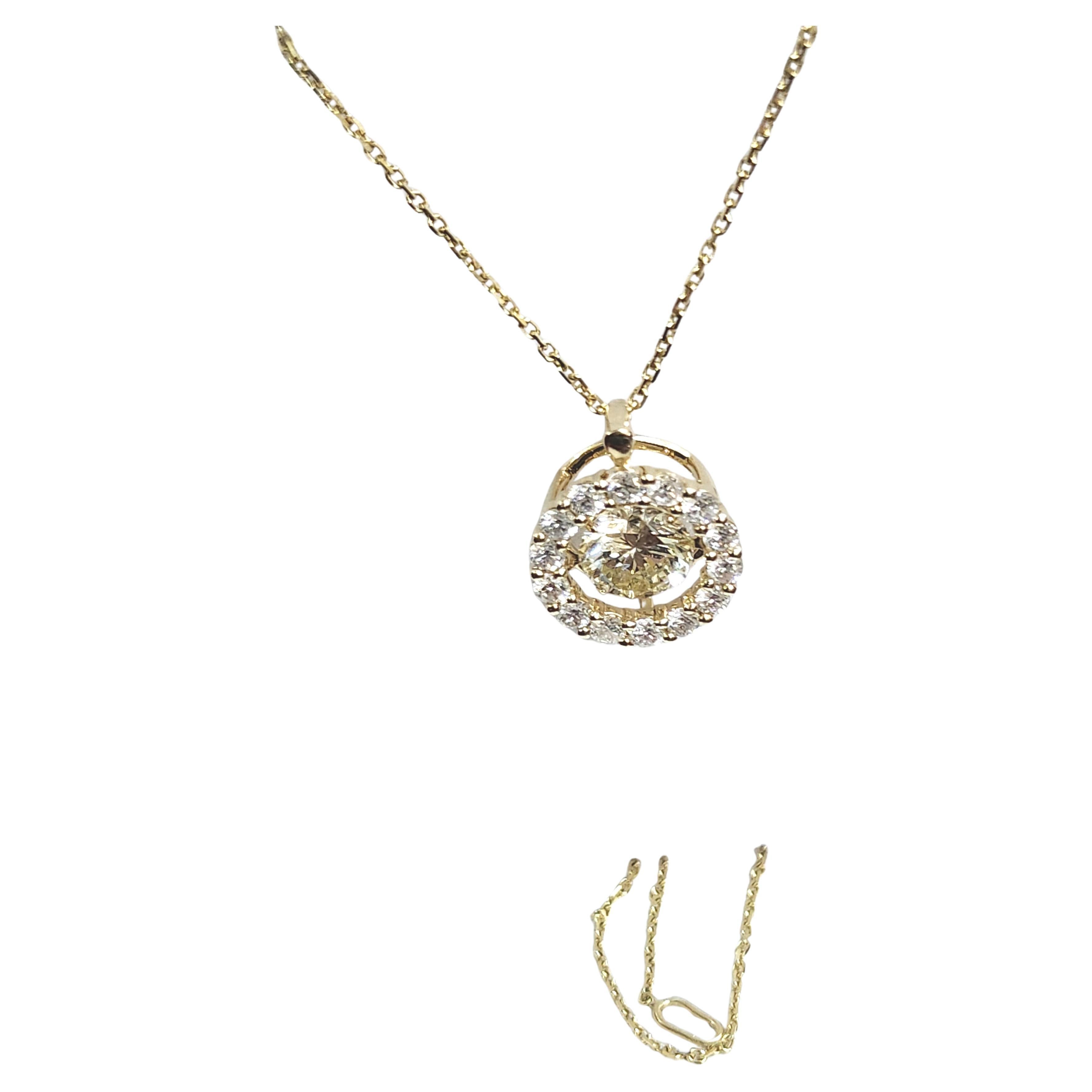 Pendentif en or avec diamant taille brillant 0,85 carat Pour femmes en vente
