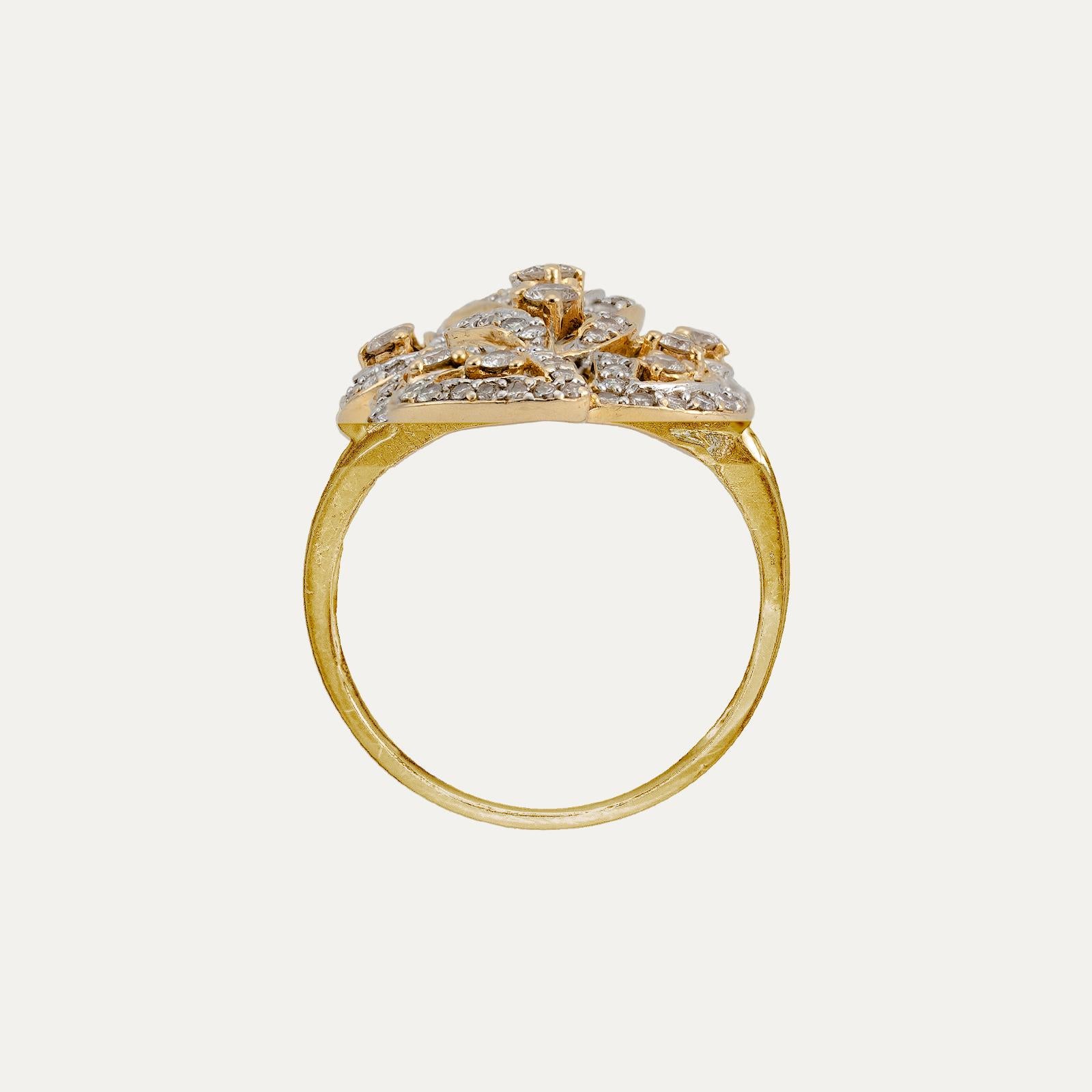 Contemporain Bague en or jaune avec diamant Brilliante 1,26 ct en vente
