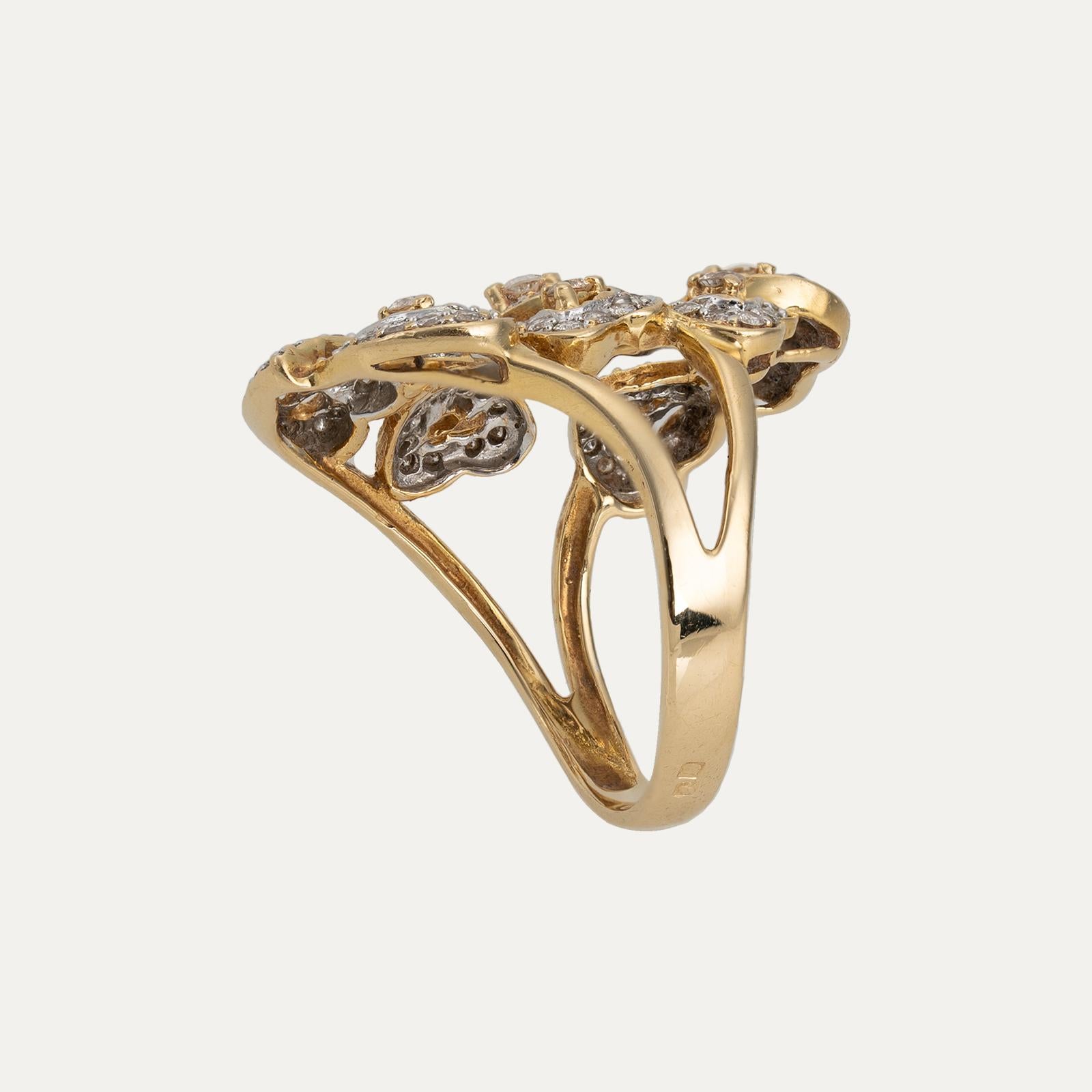 Taille brillant Bague en or jaune avec diamant Brilliante 1,26 ct en vente