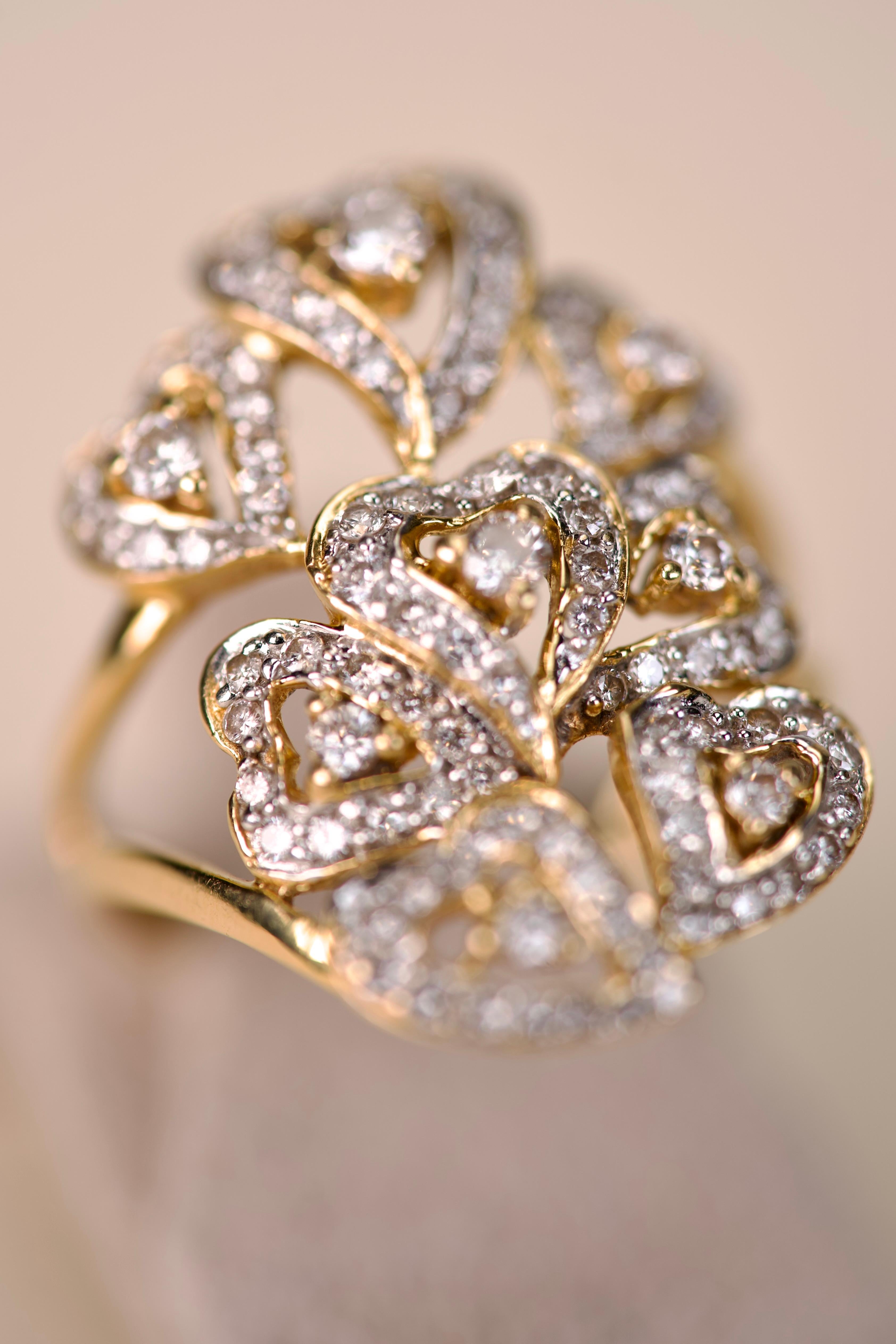 Bague en or jaune avec diamant Brilliante 1,26 ct Pour femmes en vente