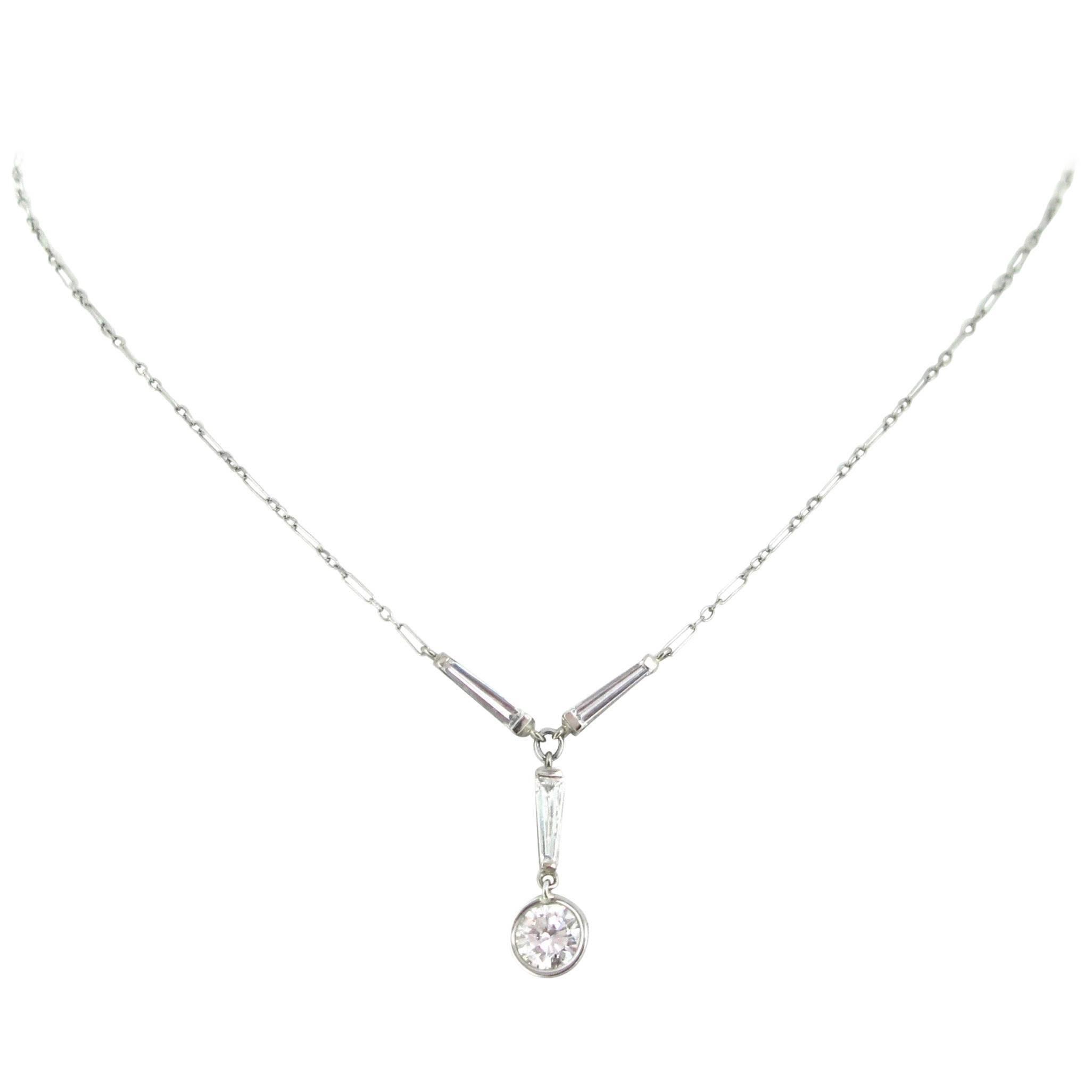 Brilliant Cut Diamond and Tappers Diamonds Drop Pendant Necklace