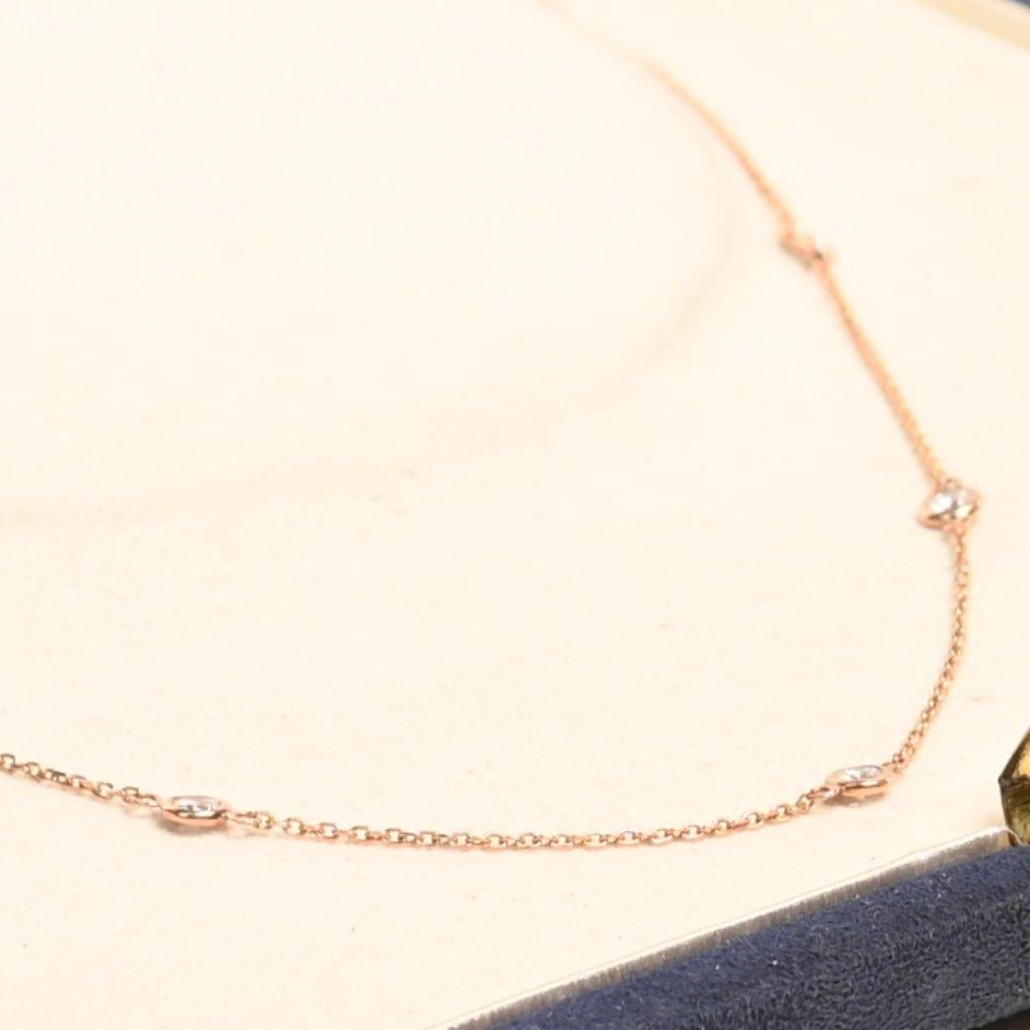 Taglio brillante Collana con diamanti taglio Brilliante (circa 1 carato), oro giallo 14K in vendita