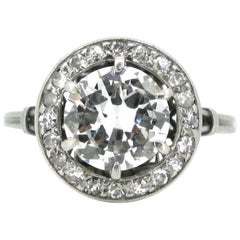 Brilliant Cut Diamond Art Deco French Platinum Ring