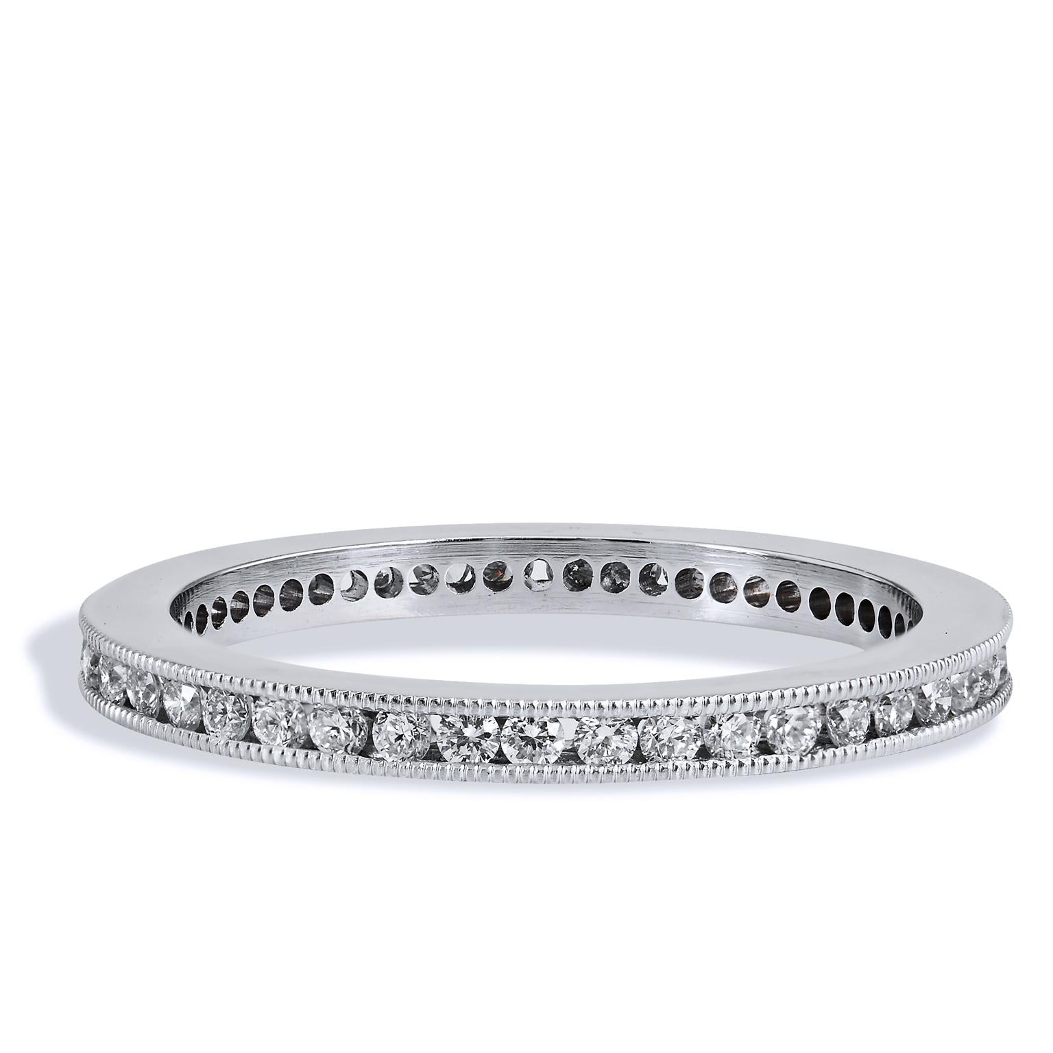 Handmade Brilliant Cut Diamond Platinum Eternity Band Ring 6.5 In New Condition For Sale In Miami, FL