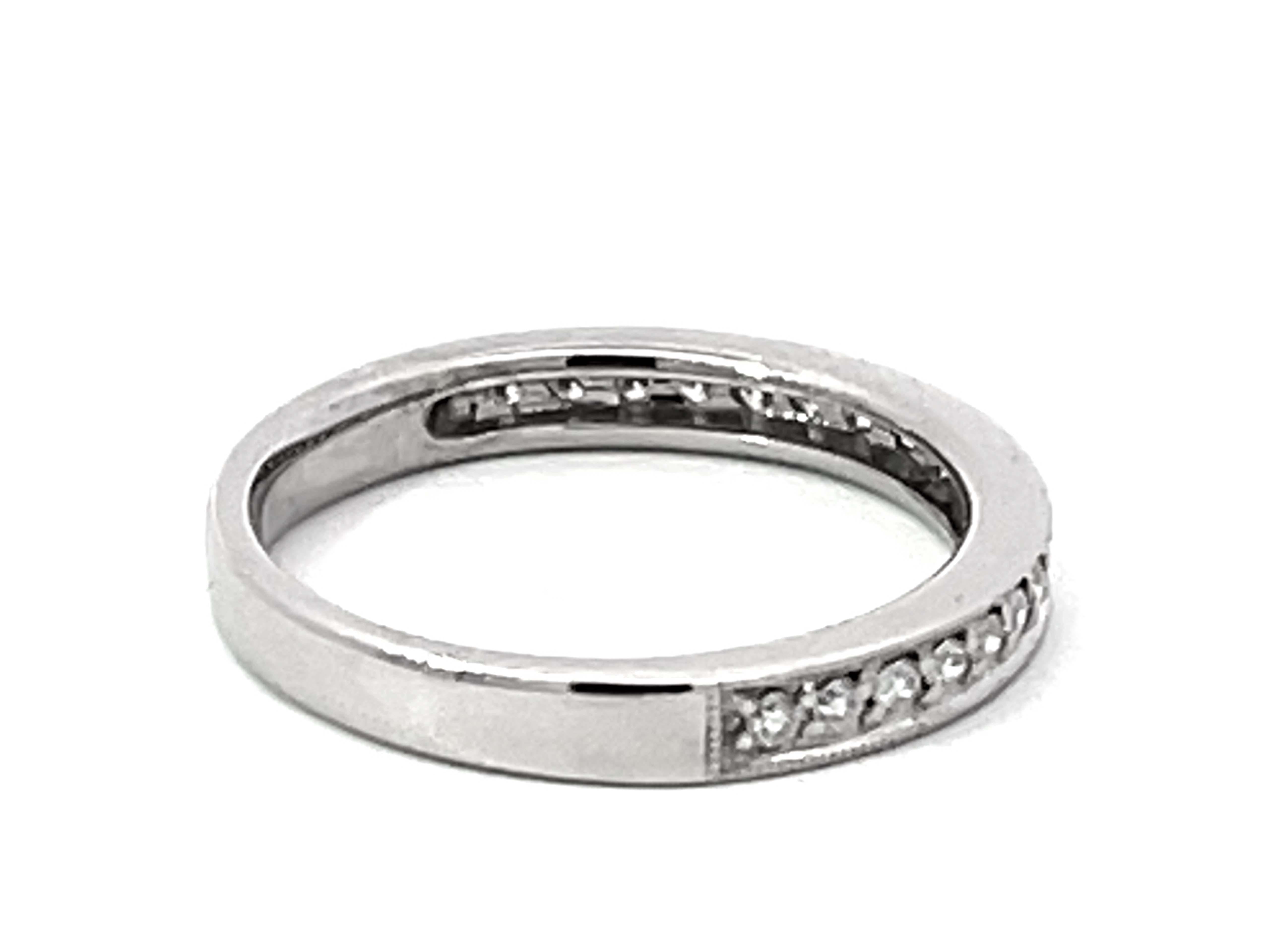 Women's or Men's Brilliant Cut Diamond Band Ring Solid 14k White Gold For Sale