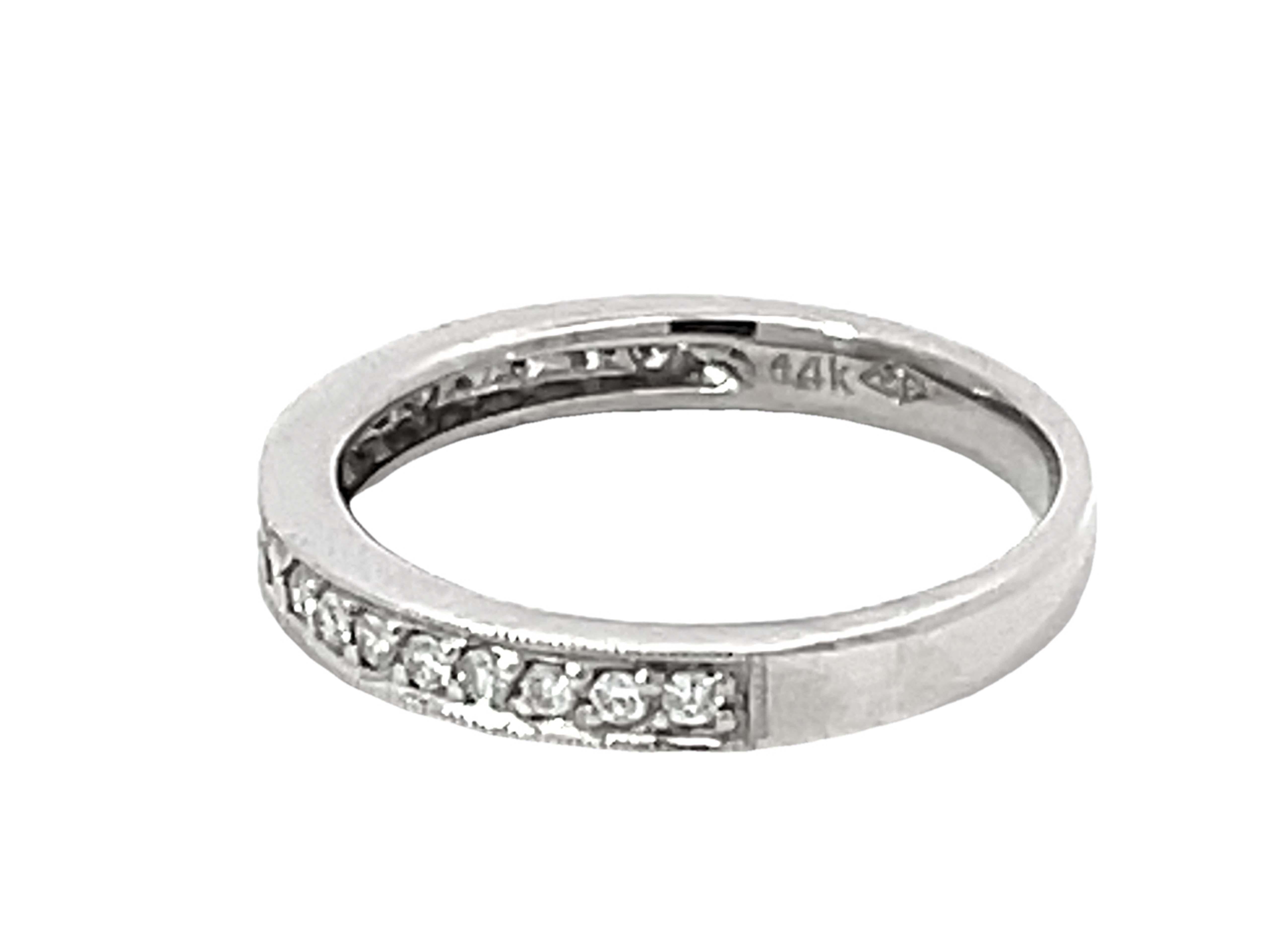 Brilliant Cut Diamond Band Ring Solid 14k White Gold For Sale 1