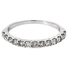Vintage Brilliant Cut Diamond Band Ring Solid 14k White Gold