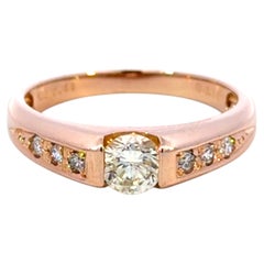 Brilliant Cut Diamond Center Ring Solid 18k Rose Gold