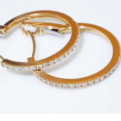 Brilliant Cut Diamond Creoles 0.37 Ct Italian Life for Every Day 18 Kt Rose Gold