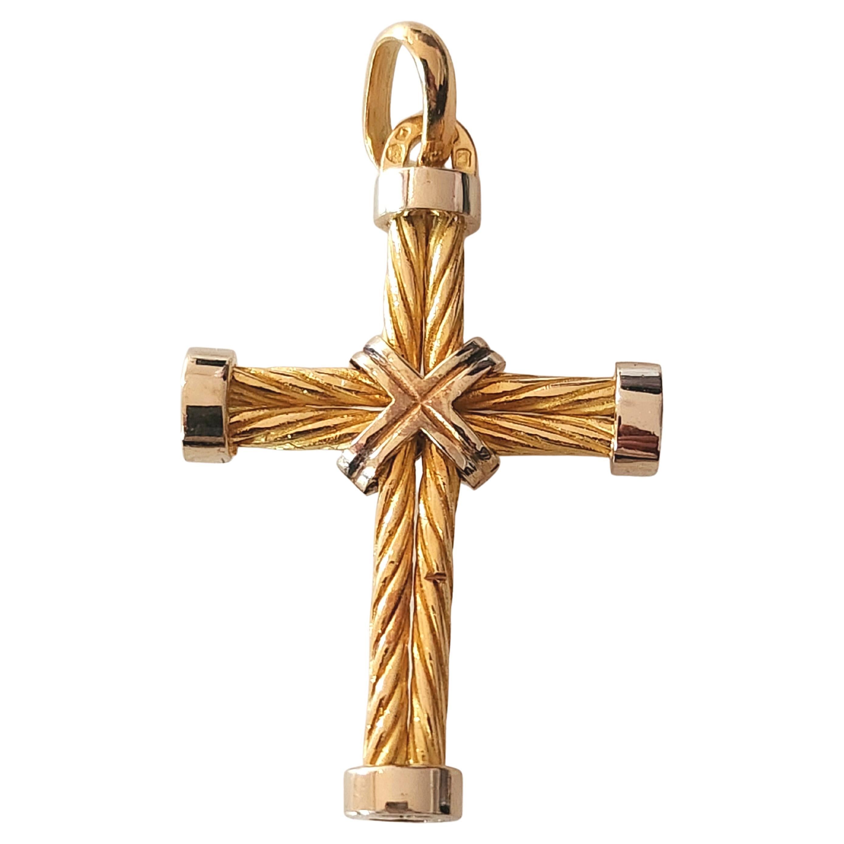 Women's or Men's Brilliant Cut Diamond Cross Gold Pendant For Sale