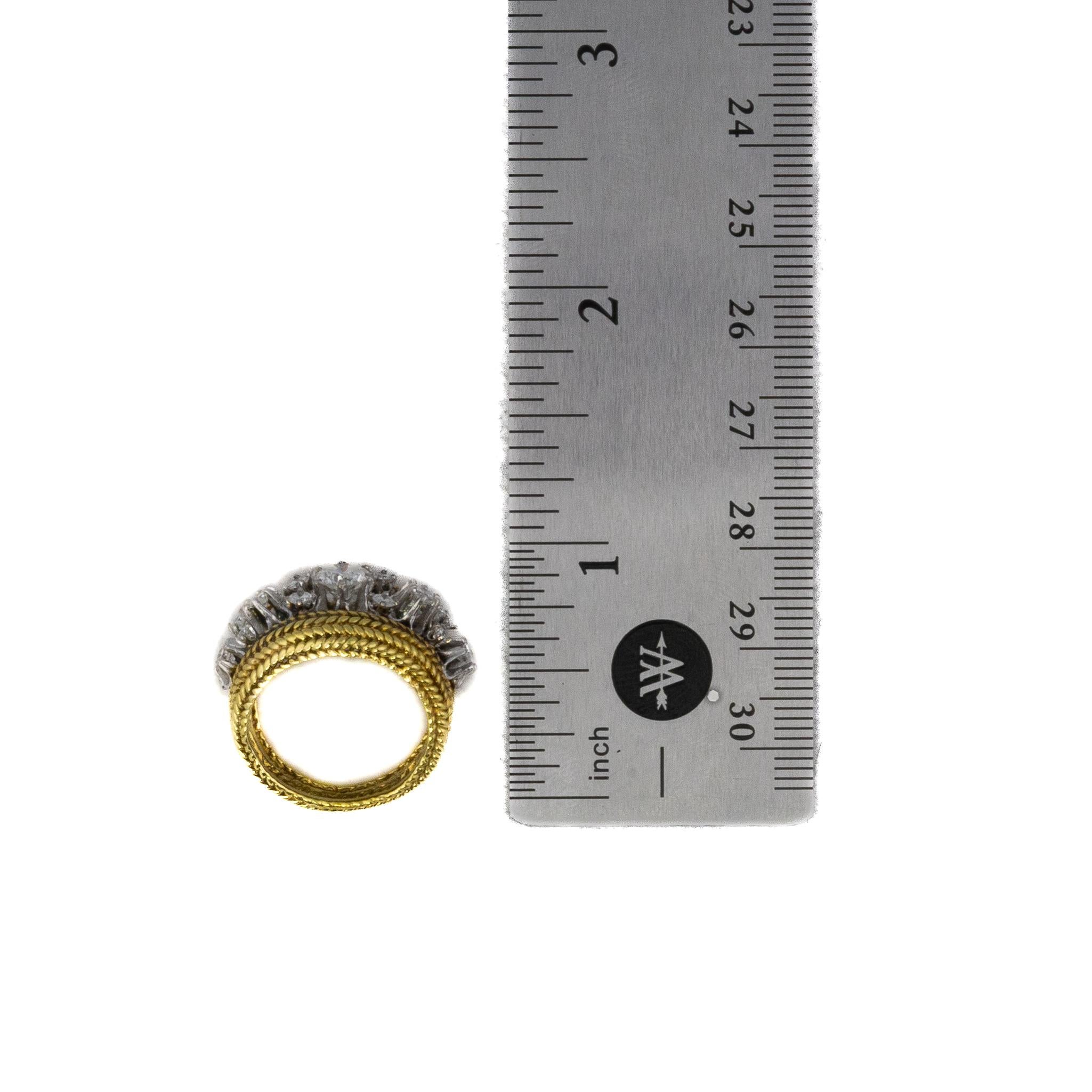 Taille ronde Bague à motif de corde avec dôme en diamant taillé en brillant en vente