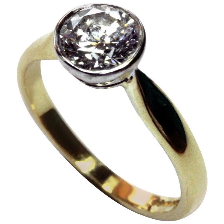 Contemporary Brilliant Cut Diamond Engagement Ring 1.08 Carat F VS1 For Sale