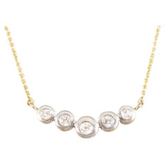 Brilliant Cut Diamond Five Stone Necklace in 18ct White and Yellow Gold