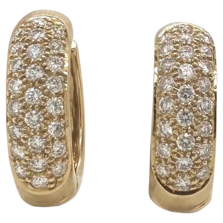Brilliant Cut Diamond Huggie Earrings Set in 18K Yellow Gold For Sale