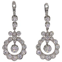Brilliant Cut Diamond Platinum Earrings