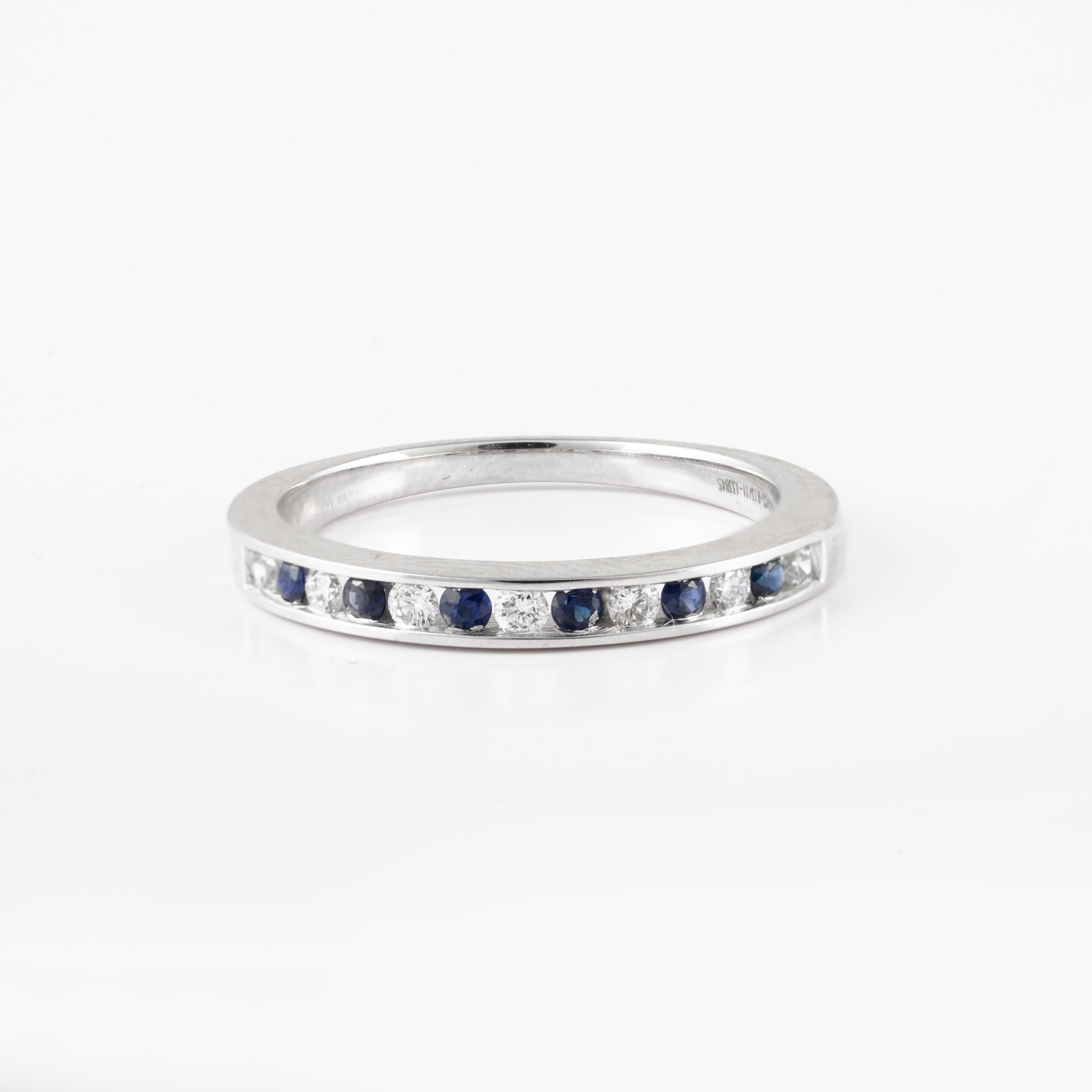 For Sale:  Brilliant Cut Diamond Sapphire Eternity Ring Studded in 18kt Solid White Gold 2