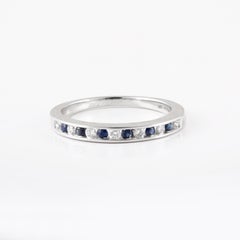 Brilliant Cut Diamond Sapphire Eternity Ring Studded in 18kt Solid White Gold