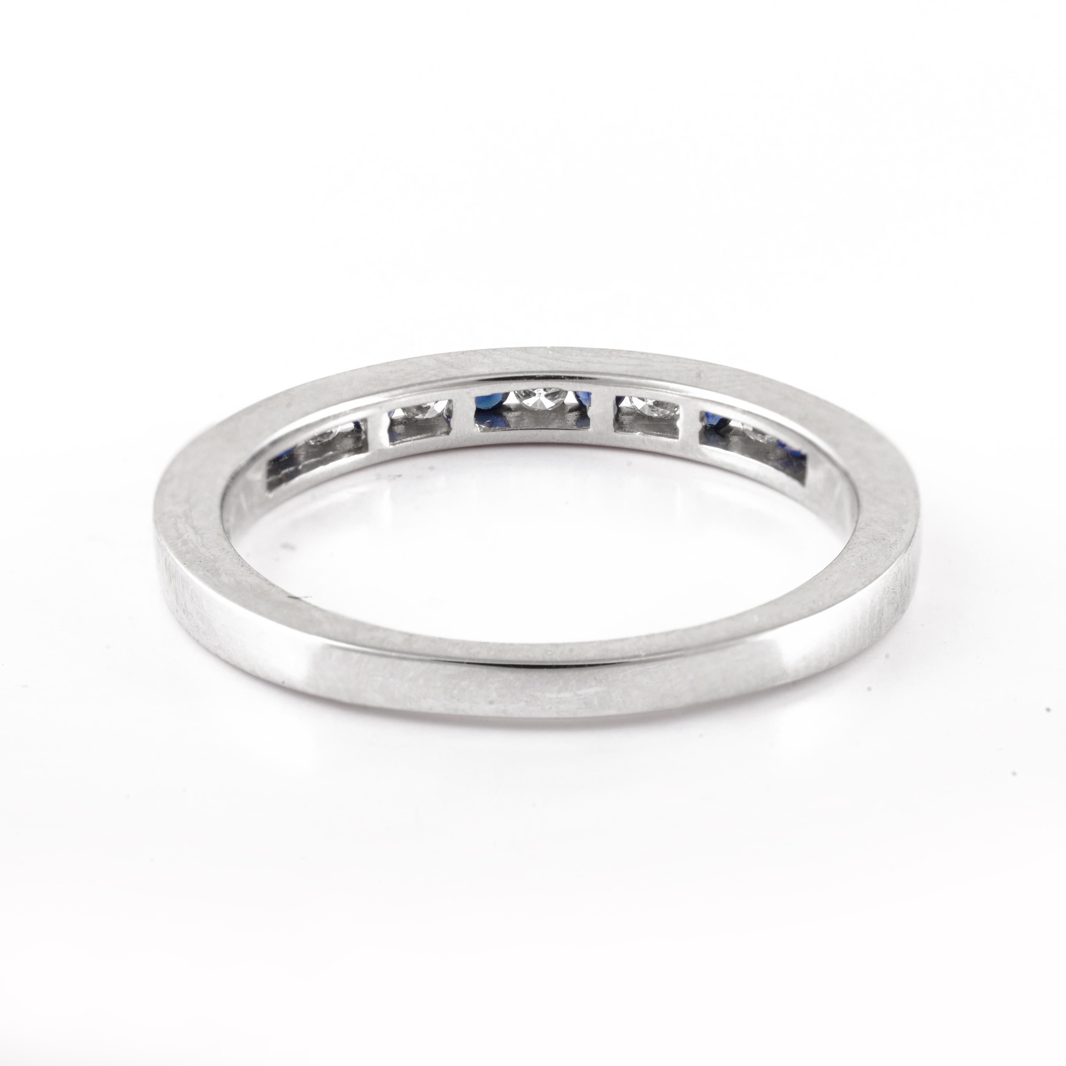 For Sale:  Brilliant Cut Diamond Sapphire Eternity Ring Studded in 18kt Solid White Gold 6